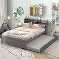 Size Wooden Platform Bed With Headboard/Footboard/Wood Slats No Box Spring Needed (Grey)