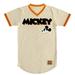 Disney Mens Mickey Mouse Baseball Jersey Classic Printed Mickey Baseball Shirt Cream - 2XL