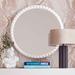 Baria Painted White Wooden Beaded 30" Round Wall Mirror