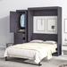 Full Size Murphy Bed with Wardrobe and Drawers can be Folded into a Cabinet Storage Bed Frame for Kids Teens Adults, Gray