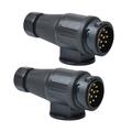 2pcs 12V 13 Pin Trailer Plug Adapter Nylon 13 Pole Trailer Electrical Connector Wiring Connector Adapter (Black)