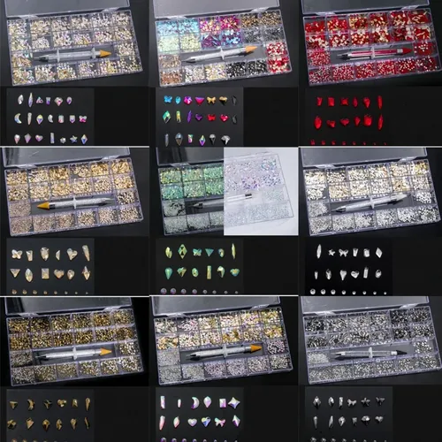 Nagelkristall-Set, verschiedene Formen für Nagelkunst, Dekoration, Acrylnägel, Stück, Direktversand