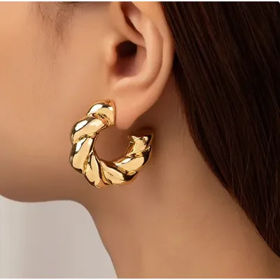 Trendy Circle Twists orecchino a cerchio per le donne temperamento semplice Hyperbole Color oro orecchio abbigliamento quotidiano gioielli regali per feste