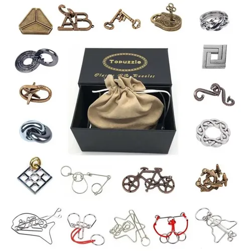 Set von 20 Stück iq Metall Puzzle Geist Magie Gehirn Teaser Magic Ring Lock Puzzles Spiel Box Geschenk
