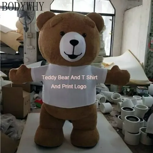 Aufblasbare Teddybär + T Shirt + Logo Maskottchen Kostüm Anzug Kleid Erwachsene 1,5-1,8 m Ereignis Bekleidung Cartoon charakter Geburtstag Kleidung