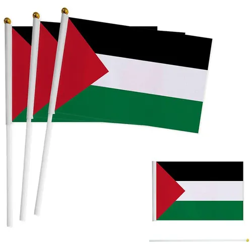 10 Stück Palästina kleine Hand winkende Flagge mit Fahnenmast Palästina Aut ofens ter Flagge drei Größen Flagge Indoor Outdoor Wohnkultur