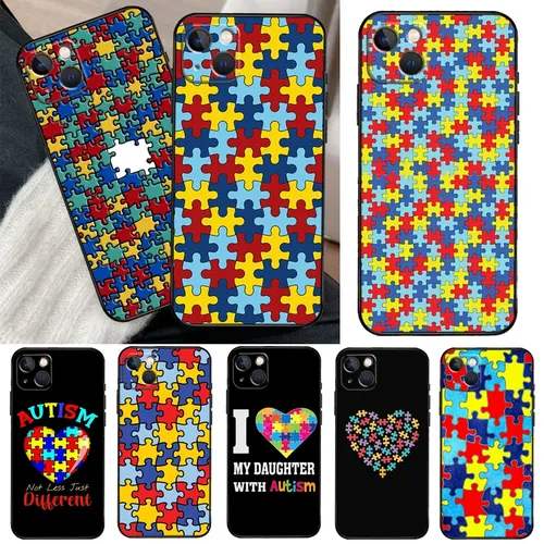 Autismus Unterstützung Puzzle Fall für iPhone 13 14 15 Pro Max 11 12 Mini 7 8 plus se 2020 2022 x xr xs Max Cover Coque
