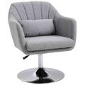 Homcom Stylish Retro Linen Swivel Tub Chair Cushion Wide Seat Light Grey