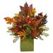 Silk Plant Nearly Natural 17 â‚¬Â� Maple Leaf Berries and Maiden Hair Artificial Arrangement in Green Vase