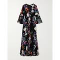 Borgo de Nor - Astrea Floral-print Crepe De Chine Maxi Dress - Black