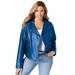 Plus Size Women's Leather Moto Jacket by Jessica London in Ocean Teal (Size 14 W)