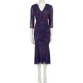 Diane Von Furstenberg Blue Floral Ruched Midi Dress