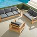 Boretto 3-pc. Teak Sofa Set - Sofa Set with Lounge Chair, Vista Boucle Alabaster, Vista Boucle Alabaster - Frontgate