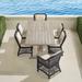 Hampton 7-pc. Dining Set in Black Walnut Finish - Snow with Bone Logic Bone Piping - Frontgate