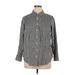 Talbots Long Sleeve Button Down Shirt: Black Checkered/Gingham Tops - Women's Size 14 Plus