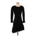 BB Dakota Casual Dress - Mini Crew Neck 3/4 sleeves: Black Print Dresses - Women's Size Small