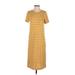 Jessica Simpson Casual Dress - Midi Crew Neck Short sleeves: Yellow Print Dresses - Women's Size Small
