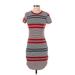 Charlotte Russe Casual Dress High Neck Short sleeves: Gray Print Dresses - Women's Size Small