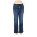 J.Crew Factory Store Jeggings - Mid/Reg Rise Straight Leg Boyfriend: Blue Bottoms - Women's Size 29 - Dark Wash