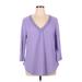 Weekend Suzanne Betro 3/4 Sleeve Top Purple V Neck Tops - Women's Size 1X