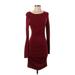 Express Casual Dress - Sweater Dress: Burgundy Solid Dresses - Women's Size X-Small