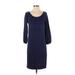 MICHAEL Michael Kors Casual Dress - Shift Scoop Neck 3/4 sleeves: Blue Print Dresses - Women's Size X-Small
