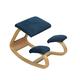 H&RB Ergonomic Office Kneeling Chair, Leisure Fitness Chair Yoga Chair Correcting Hunchback Protection Spine Rocking Posture Wood Stool with Soft Velvet Cushions,Blue