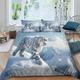 Snow Leopard Bedding Duvet Cover Set 3D Animal Quilt Cover Soft Microfiber Bedroom Duvet Set Bedding Set with Pillowcase,for Teens And Adults 3 Piece Set Double（200x200cm）