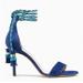 Kate Spade Shoes | Kate Spade Inez Lace Up Blue Suede Strappy Open Toe Stiletto Heels | Color: Blue/Gold | Size: 8.5