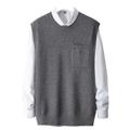 SAWEEZ Mens Knitted Sweater Vest, Crew Neck Vest Cashmere Jumper Fine Knit Sweater Sleeveless Wool Waistcoat Casual Pullover Preppy Knitwear Gilets Waistcoat Tank Top,Grey,M