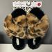 Jessica Simpson Shoes | Jessica Simpson Memory Foam Plush Open Toe Cross Band Slide Slipper Size 7/8 | Color: Black/Brown | Size: 7/8