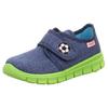 Hausschuh SUPERFIT "BOBBY WMS: M IV", Kinder, Gr. 28, bunt (dunkelblau neongrün fußball), Textil, sportlich, Schuhe, Klettschuh, Kindergarten Schuh mit Fußball-Stickerei