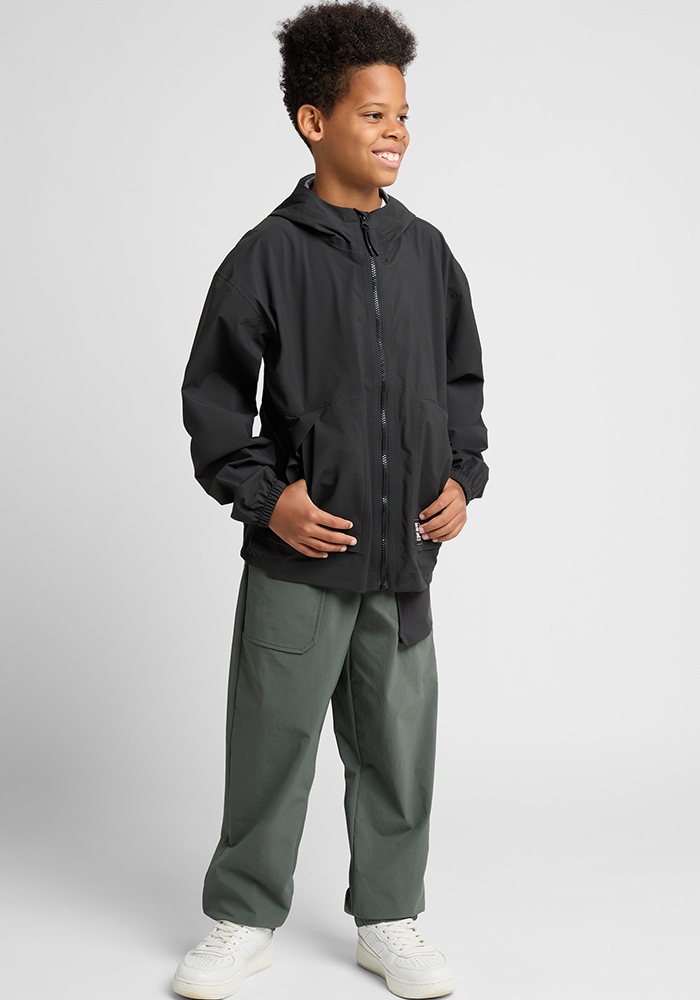 Funktionsjacke JACK WOLFSKIN "SMILEYWORLD 2.5L JKT Y", Kinder, Gr. 140, schwarz (granite, schwarz), OBERSTOFF: 100% POLYESTER Futter: 100% POLYESTER, Jacken Image