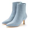 Stiefelette LASCANA, Damen, Gr. 38, blau (denimblau), Obermaterial: 100% Lederimitat. Futter: 100% Textilmaterial. Decksohle: 100% Lederimitat. Laufsohle: 100% Synthetik, unifarben, modisch, Schuhe, High-Heel Ankle Stiefel in Denim-Optik VEGAN