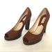 Michael Kors Shoes | Michael Kors Collection Brown Leather Peep Toe Platform Block Heel Pumps | Color: Brown | Size: 9