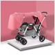 Baby Stroller Carriage for Twins Infant and Toddler Can Sit and Lie Down, Tandem Double Baby Pram Stroller for Newborn, Umbrella Twins Baby Pushchair Folding Strollers (Color : Pink)