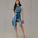 Anthropologie Dresses | Anthropologie Blue/Teal Silk Cocktail Dress Sz 4 Small Mini High Neck | Color: Blue | Size: 4