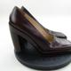 Gucci Shoes | Gucci High Heels Womens Size 7b Brown Leather Square Closed Toe Block Heel | Color: Brown/Red | Size: 7