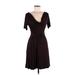 Three Dots Casual Dress - Wrap: Brown Solid Dresses - Women's Size Medium