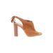 Halogen Heels: Slingback Chunky Heel Boho Chic Tan Solid Shoes - Women's Size 9 1/2 - Open Toe