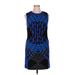 Muse Casual Dress - Mini Crew Neck Sleeveless: Blue Dresses - Women's Size 14