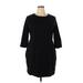 Old Navy Casual Dress - Mini High Neck 3/4 sleeves: Black Print Dresses - Women's Size 2X-Large