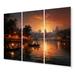 Design Art Hinduisim Sunset Aarti IV On Metal 3 Pieces Set Metal in Black/Orange | 28 H x 36 W x 1 D in | Wayfair MT72866-3P