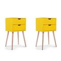 George Oliver Keshava Solid Wood Nightstand Set of 2 Wood in Yellow | 28.1 H x 15.74 W x 11.8 D in | Wayfair 957541764EB04CE2A0232AE14C1F0DEC