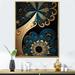 Winston Porter Fractal Flower In Retro Gold & Dark Teal On Canvas Print Metal in Blue | 32 H x 24 W x 1 D in | Wayfair