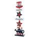 The Holiday Aisle® Americana Top Hat Porch Sign Figurine Wood/Metal in Blue/Brown/Red | 35.75 H x 4 W x 11 D in | Wayfair