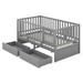 Harriet Bee Herschell Full Size Daybed w/ Fence Guardrails & 2 Drawers, Used as Independent Floor Bed in Gray | Wayfair
