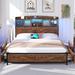 Gracie Oaks Britlyn Metal Platform Storage Bed Metal & Upholstered/Metal in Brown | 49.7 H x 54.2 W x 82.9 D in | Wayfair