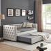 Upholstered Tufted Suqare Arm Sofa Bed with Trundle Bed and Nail