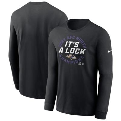 Schwarzes Nike Baltimore Ravens 2023 AFC North Division Champions Locker Room Trophy Collection Langarm-T-Shirt für Herren Image